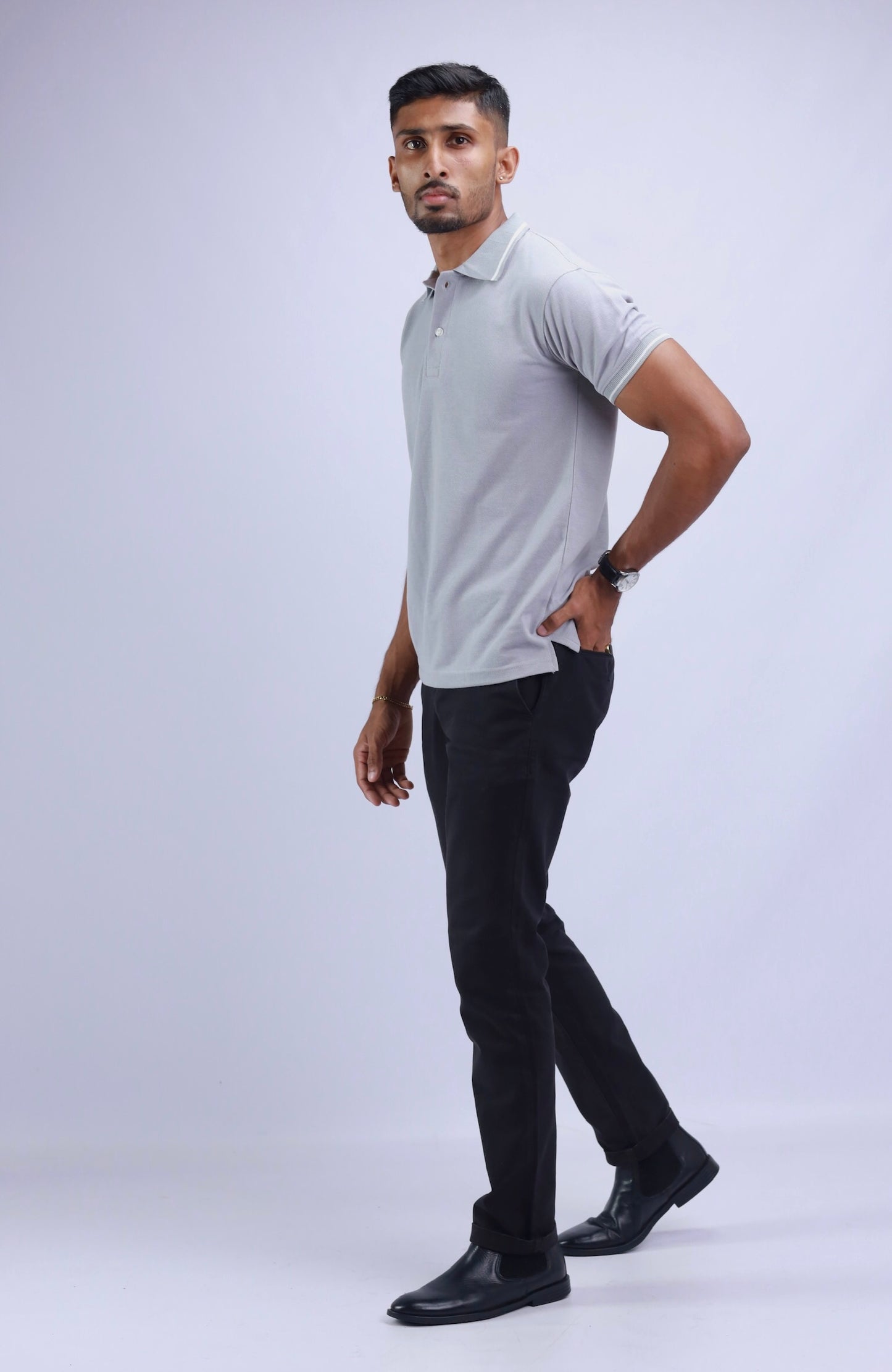 Slate Grey Elegance Polo T-Shirt