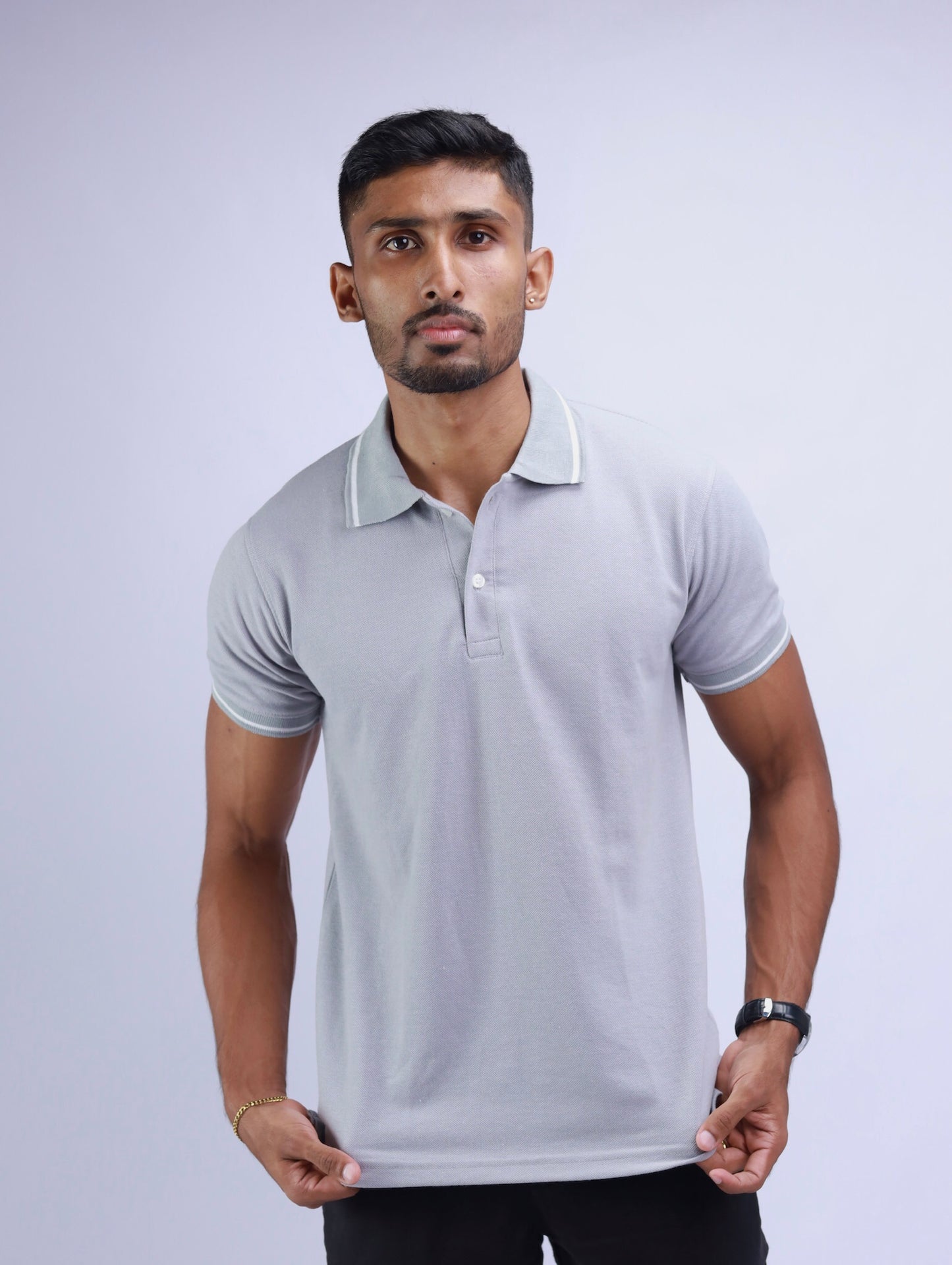 Slate Grey Elegance Polo T-Shirt