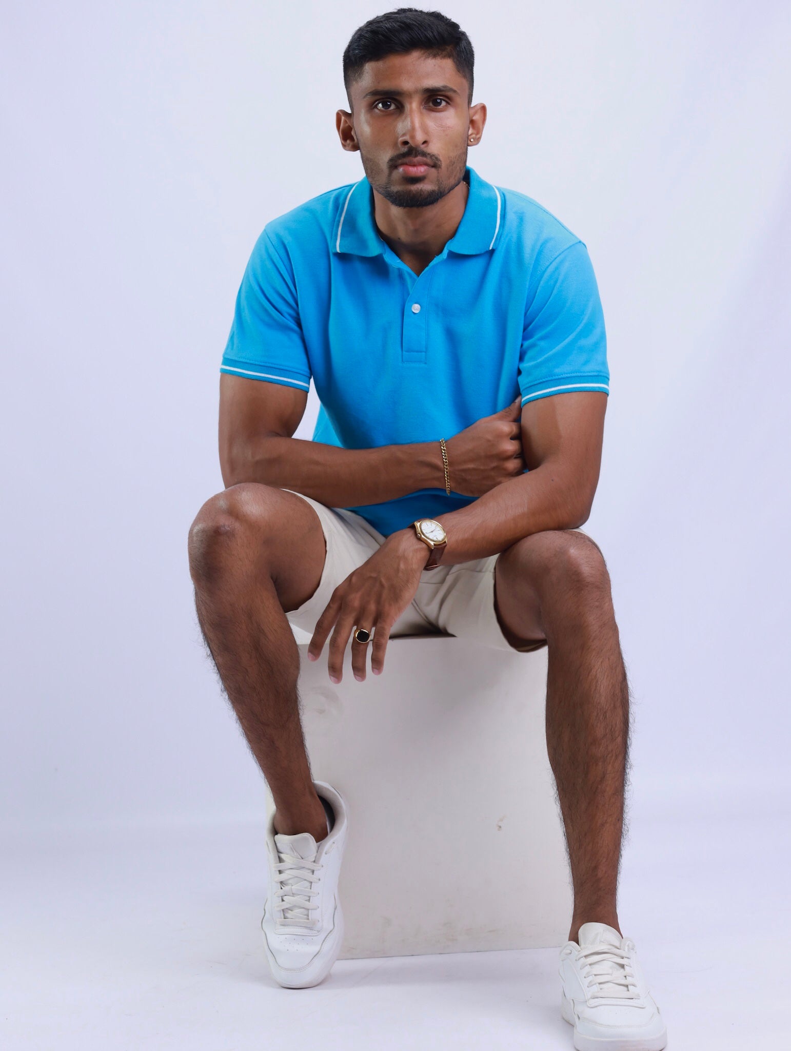 Aqua blue outlet polo t shirt