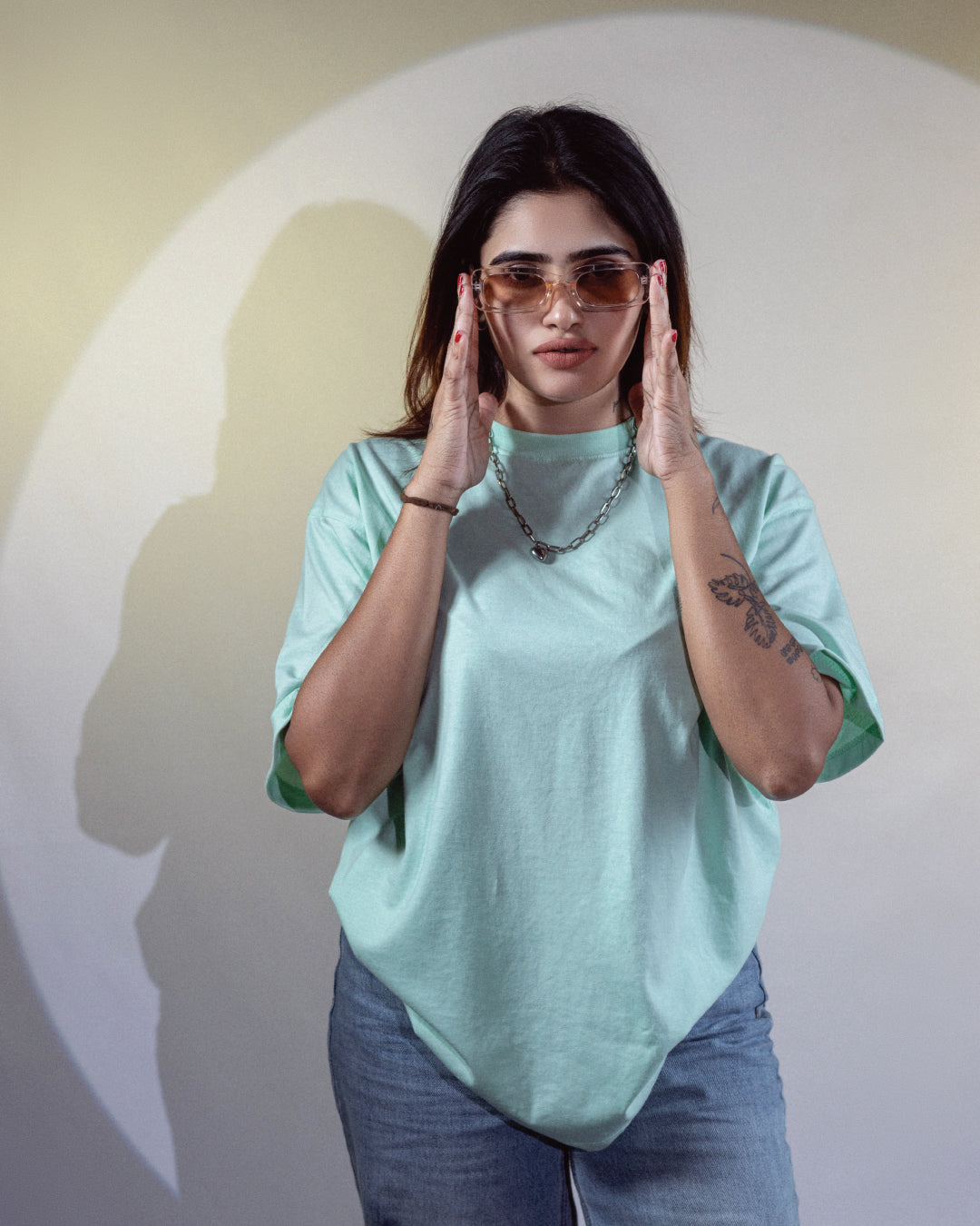 Mint Green Plain Oversized T-shirt