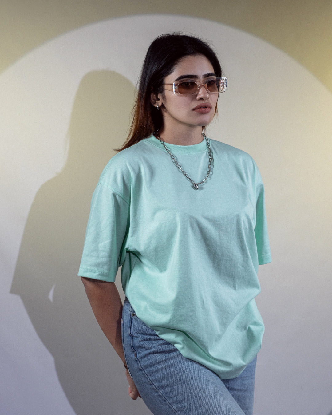 Mint Green Plain Oversized T-shirt