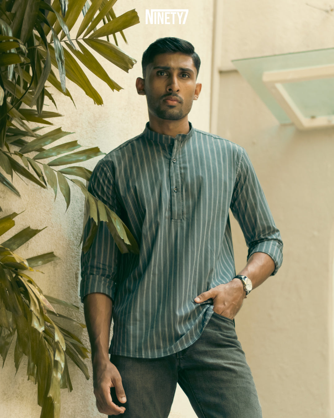 Charcoal Grey Stripe Vintage Shirt