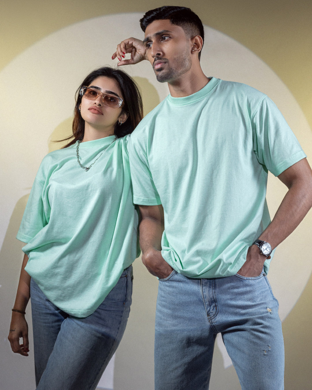 Mint Green Plain Oversized T-shirt