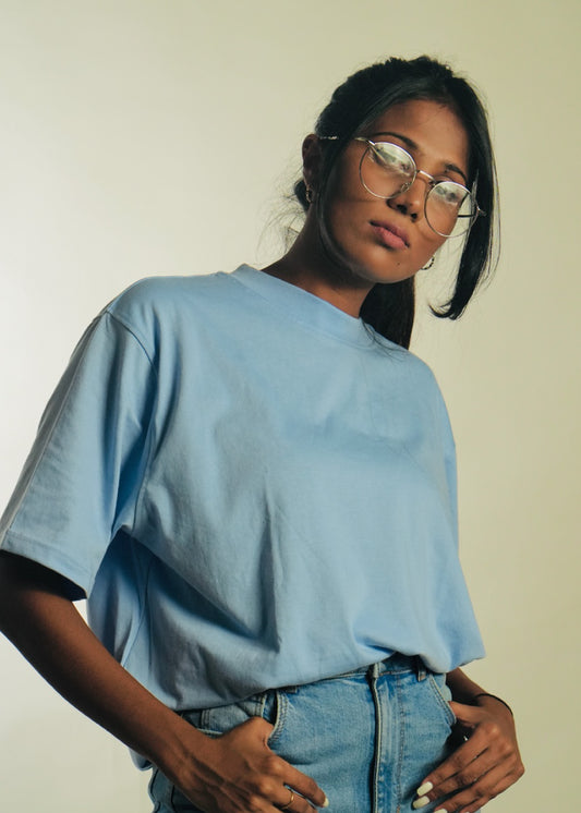 Celestial Breeze Sky Blue OverSized Basic T-Shirt.